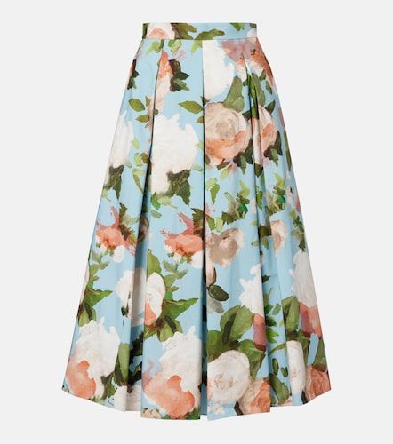 Falda midi de algodón floral plisada - Erdem - Modalova