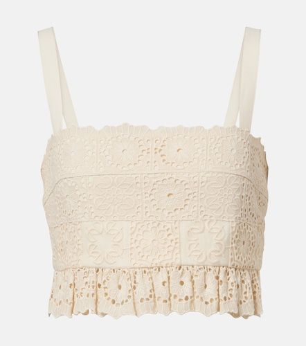 Top cropped in cotone e seta con pizzo - Elie Saab - Modalova