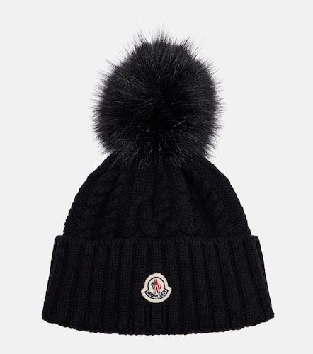 Cable-knit cashmere and wool-blend beanie - Moncler - Modalova