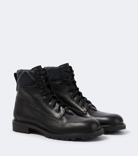 Check leather ankle boots - Burberry - Modalova