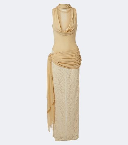 Abito lungo Rosa in georgette con pizzo - De La Vali - Modalova