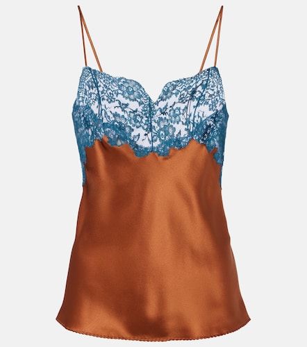 Top lencero de satén de seda con encaje - Saint Laurent - Modalova