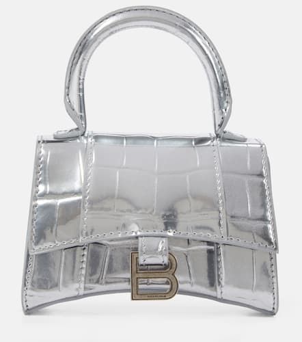 Hourglass Mini croc-effect leather crossbody bag - Balenciaga - Modalova