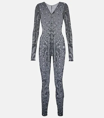 Gem embellished mesh jumpsuit - Oseree - Modalova
