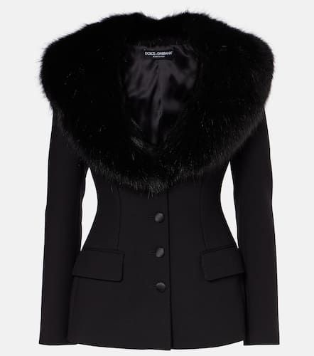 Faux fur-trimmed wool-blend blazer - Dolce&Gabbana - Modalova