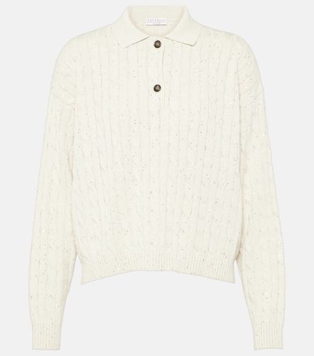 Pullover polo in misto cotone a trecce - Brunello Cucinelli - Modalova