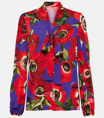 Blusa de mezcla de seda floral con lazada - Dolce&Gabbana - Modalova