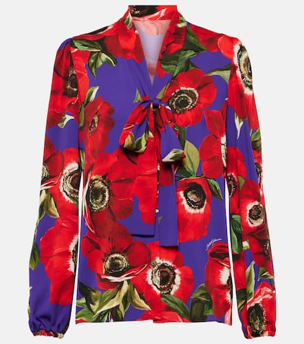 Tie-neck floral silk-blend blouse - Dolce&Gabbana - Modalova