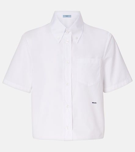 Camicia in popeline di cotone con logo - Prada - Modalova