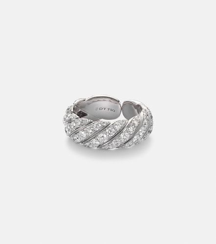 Anillo Sculpted Cable de oro blanco de 18 ct con diamantes - David Yurman - Modalova