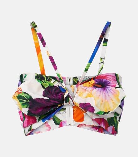 Top in cotone con stampa floreale e fiocco - Dolce&Gabbana - Modalova