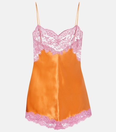Body de satén de seda con encaje - Saint Laurent - Modalova