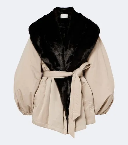 Shearling-trimmed wrap coat - Magda Butrym - Modalova