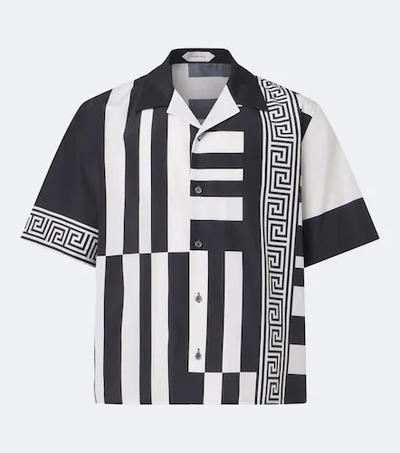 Camisa bowling de algodón y seda estampada - Versace - Modalova