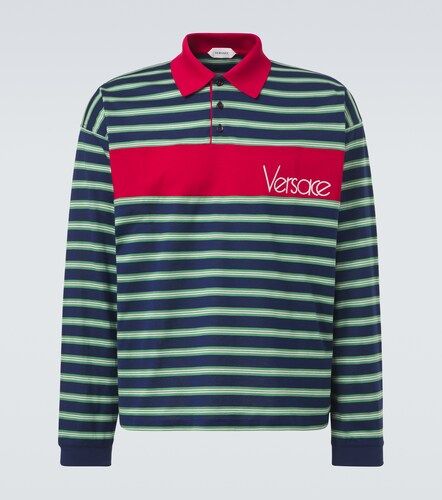 Polo in jersey di cotone a righe - Versace - Modalova