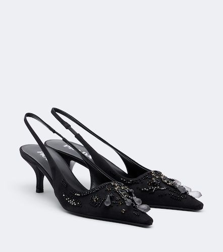 Embellished satin slingback pumps - Prada - Modalova