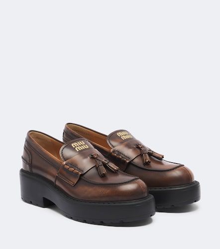 Mocassini in pelle con platform - Miu Miu - Modalova