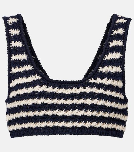 Crochet striped cotton crop top - Prada - Modalova