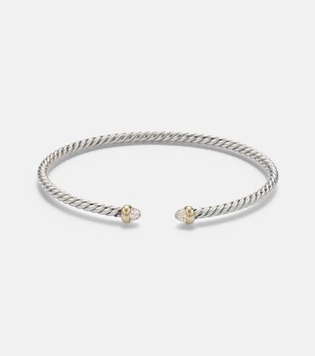 Micro Cable FlexÂ® sterling and 14kt gold cuff bracelet with diamonds - David Yurman - Modalova