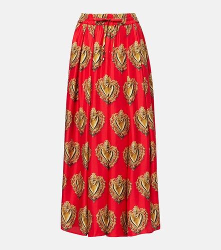 Printed silk satin maxi skirt - Dolce&Gabbana - Modalova