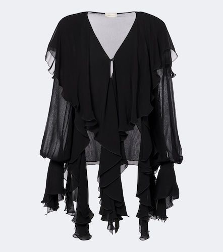 Blusa in crêpe con volant - Blumarine - Modalova