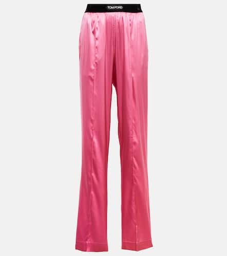 High-rise silk-blend satin pants - Tom Ford - Modalova