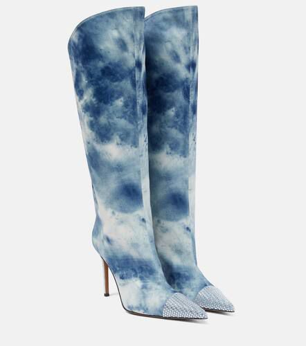 Tie-dye denim knee-high boots - Alexandre Vauthier - Modalova