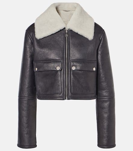 Shearling-trimmed cropped leather jacket - Dolce&Gabbana - Modalova