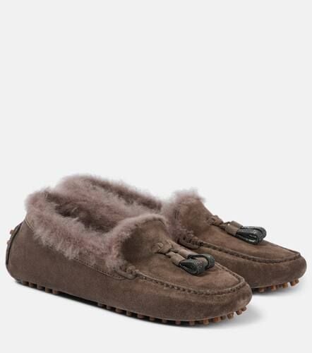 Monili-embellished suede loafers - Brunello Cucinelli - Modalova