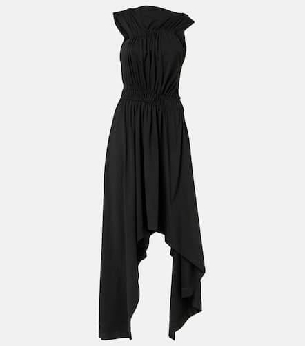 Gathered asymmetric cotton jersey midi dress - Alexander McQueen - Modalova