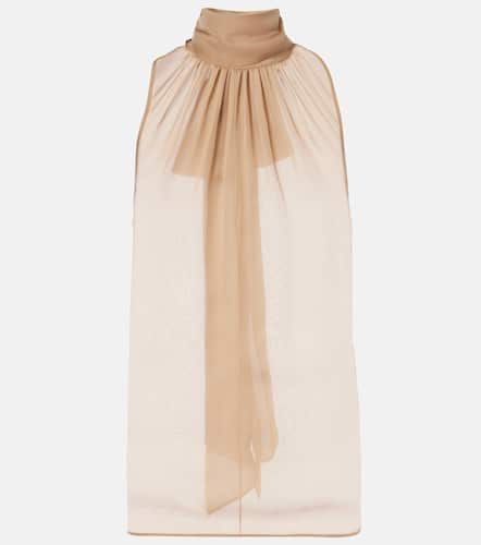 Gathered silk muslin top - Saint Laurent - Modalova