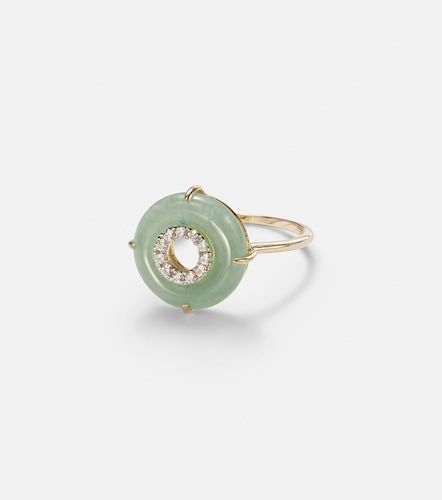 Anello in oro 14kt con giada e diamanti - Mateo - Modalova