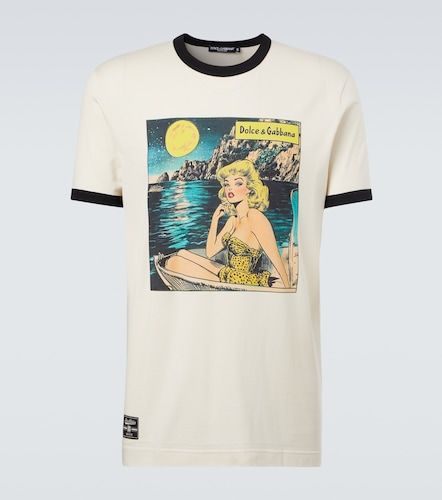 Camiseta de jersey de algodón estampada - Dolce&Gabbana - Modalova