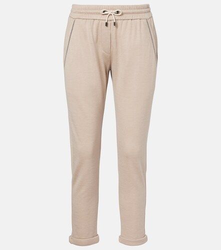 Monili cotton and silk-blend sweatpants - Brunello Cucinelli - Modalova
