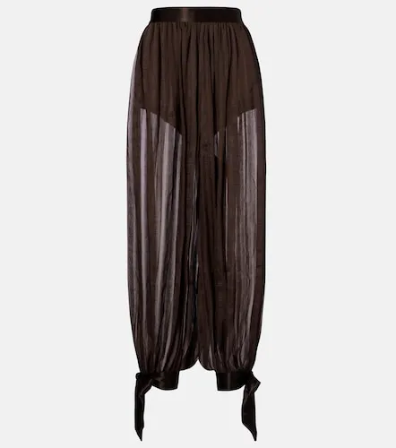 Striped silk-blend wide-leg pants - Xu Zhi - Modalova
