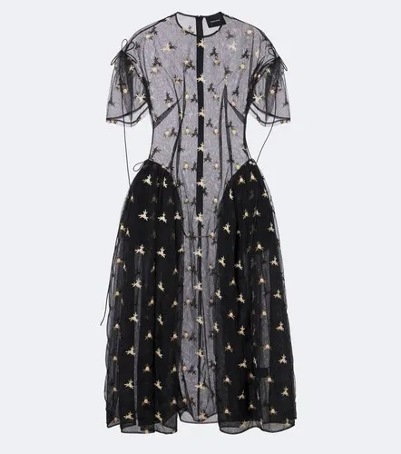 Embroidered tulle midi dress - Simone Rocha - Modalova