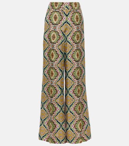 Pantaloni a gamba larga in seta con stampa - Etro - Modalova