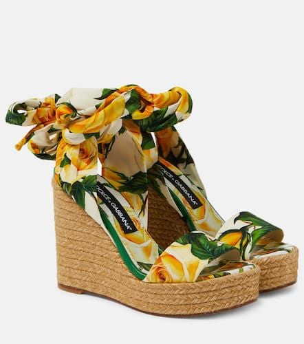 Floral satin wedge espadrilles - Dolce&Gabbana - Modalova