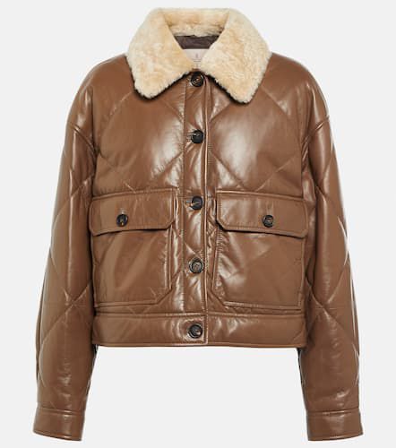 Shearling-trimmed leather jacket - Brunello Cucinelli - Modalova