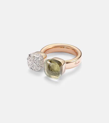 Nudo 18kt rose and white ring with diamonds and prasiolite - Pomellato - Modalova