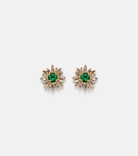 Kt earrings with diamonds and emeralds - Suzanne Kalan - Modalova