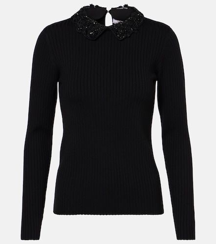 Embellished ribbed-knit wool top - Carolina Herrera - Modalova