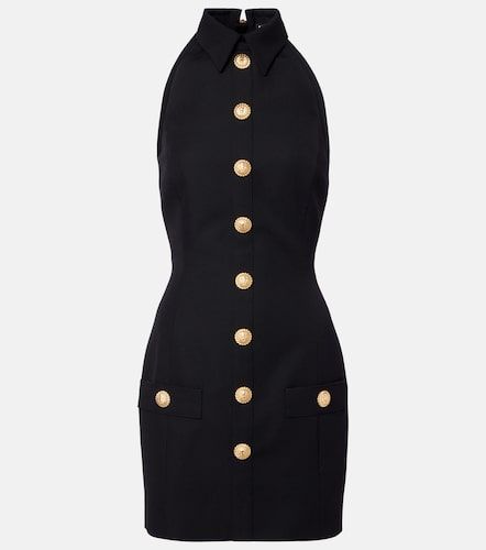 Halterneck wool grain de poudre minidress - Balmain - Modalova