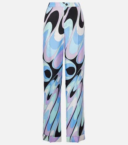 Printed silk twill wide-leg pants - Pucci - Modalova