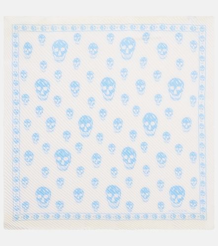 Skull pleated silk twill scarf - McQueen - Modalova