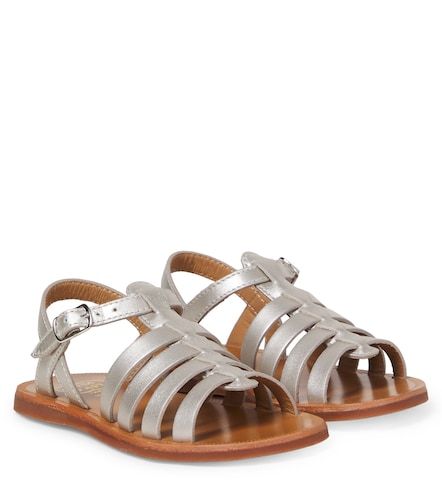 Sandalias Plagette Strap de piel metalizada - Pom d'Api - Modalova