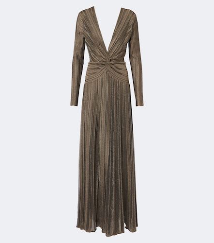 Abito lungo Dabney in misto seta lamé plissé - Ralph Lauren Collection - Modalova
