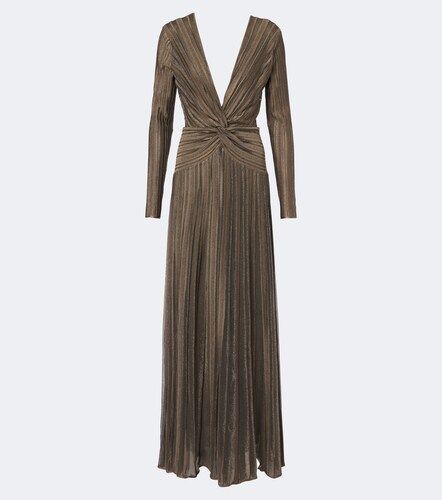 Abito lungo Dabney in misto seta lamé plissé - Ralph Lauren Collection - Modalova