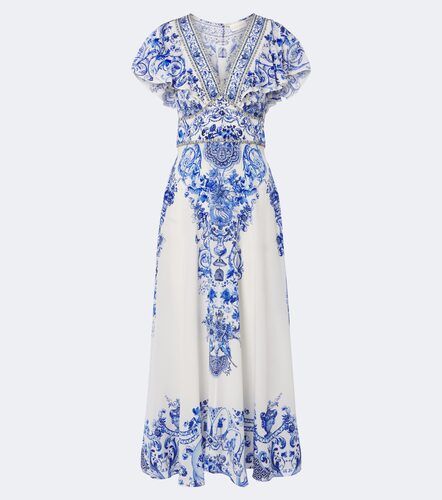 Vestido largo de seda floral adornado - Camilla - Modalova