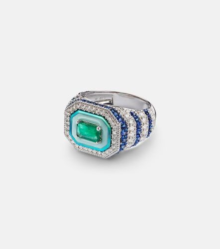 Anillo para meñique Twin Flame de oro blanco de 18 ct con diamantes - Kamyen - Modalova